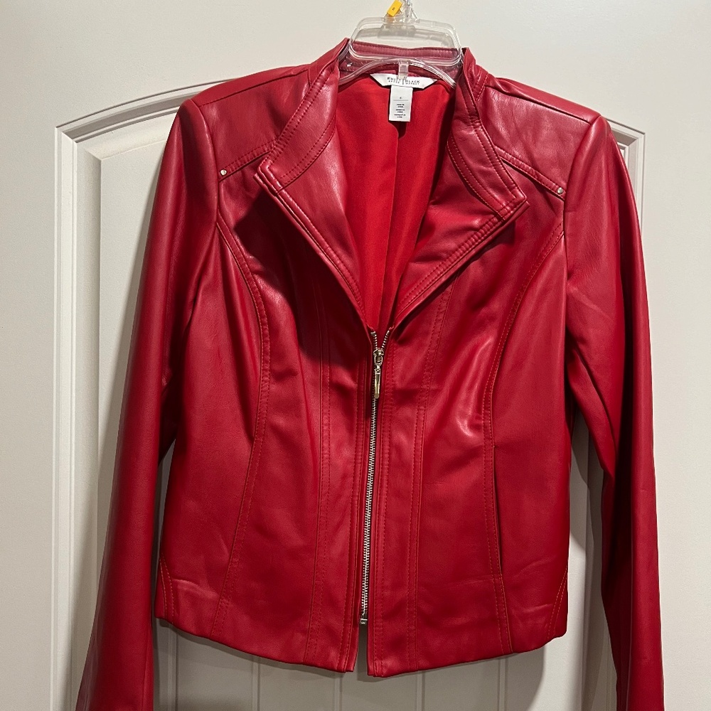 Red leather jacket WHBM